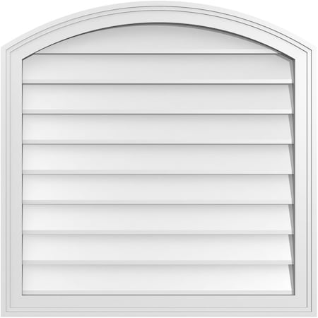 Ekena Millwork Arch Top Surface Mount PVC Gable Vent: Functional, w/ 2"W x 1-1/2"P Brickmould Frame, 30"W x 30"H GVPAR30X3002SF